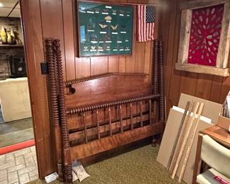 beautiful four post spool bed with solid headboard