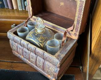 Antique Flask set hidden in books