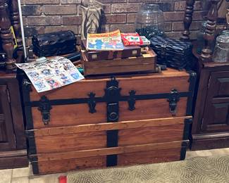 antique trunk with tray