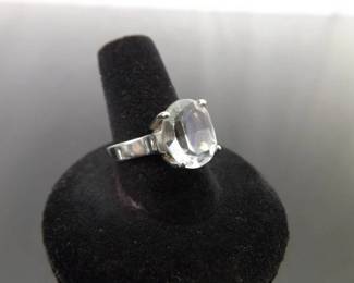 .925 Sterling Silver Marquis Cut Zirconia Ring Size 7.875
