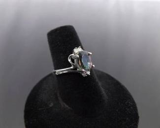 .925 Sterling Silver Mystic Quartz Crystal Ring Size 6.25
