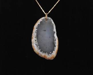 .925 Sterling Silver Rose Gold Vermeil Moss Agate Pendant Necklace
