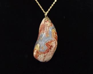 .925 Sterling Silver Agate Vermeil Pendant Necklace
