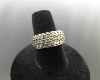 .925 Sterling Silver Zirconia Band Ring Size 7
