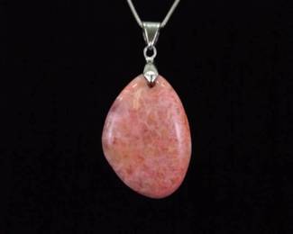 .925 Sterling Silver Rhodochrosite Pendant Necklace
