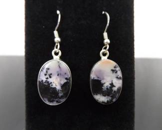 .925 Sterling Silver Buffalo Turquoise Dangle Hook Earrings
