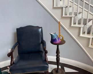 Beautiful 1 of 2 blue leather arm chairs