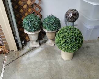 Topiary's and mosaic gazing ball