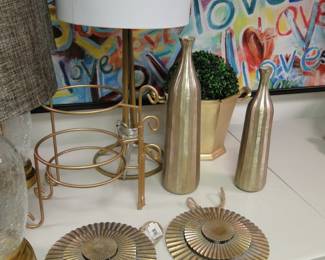 Golden items for display and lights