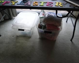 Bins and bags of Easter grass