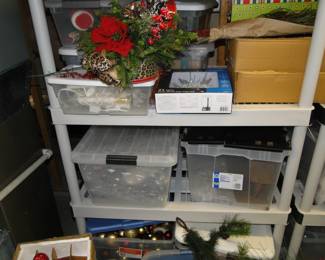 Plenty of storage cases filled with holiday decorations