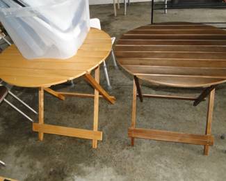 Two folding tables, one in a lighter shade and one in a darker shade, mix and match