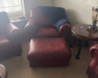 Leather chair & ottoman
