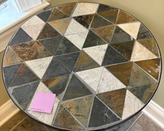 R31 - $25. Stone Top Side Table. Has been used in a sunroom - no weather exposure. Measures 18" x 22.25" tall. 