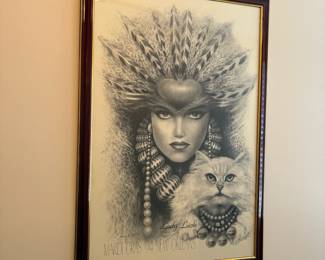 R9 - $50. Framed "Lady Luck" Mardi Gras '94 New Orleans. James Russell. Measures 26" wide x 38" tall. 