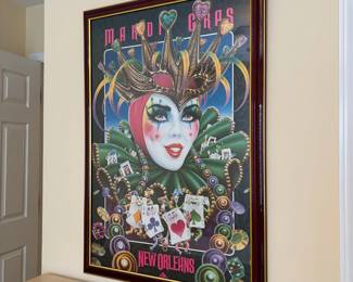 R8 - $75. 1993 "Queen of Hearts" New Orleans Mardi Gras Poster by Andrea Mistretta. Framed it measures 26" x 38"