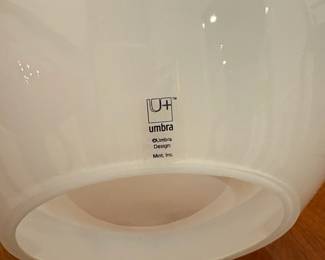 R77 - $25. Umbra "Ensalada" Glass Bowl with Serving Utensils in original box. 