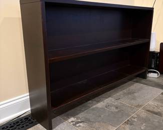 R70 - $75. Low 2 shelf bookcase. Solid wood. Excellent Condition! Measures 48" wide x 8.25" deep x 28" tall. 