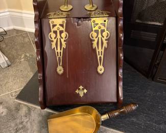 R46 - $40. Antique Coal Scuttle with shovel. 