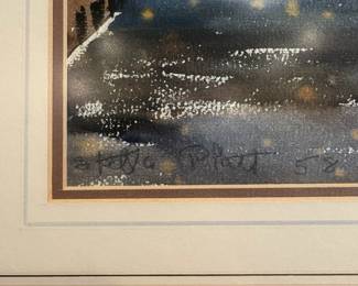 R32 - $75. Stella Platt original Watercolor.  (United Kingdom, b.1913) Measures 22.25" wide x 26.25" tall framed. 