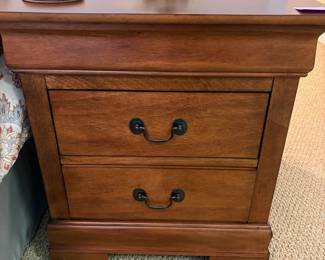 R4 - $95. PAIR of Nightstands in Excellent Condition. 2 drawers that slide easily. No brand. Measures 22" wide x 16" d x 24.5" tall. 