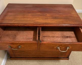 R12 - $375. Antique English Coffer / Chest with 2 drawers and drop down front. (Brought from England) Measures 39.5" x 21" deep x 30" tall. Has original key and does lock! Drop front has a little warping on the left side but it does close and lock. 