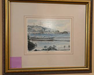 R104 - $30. Signed Print of San Francisco - Alcatraz. Signed Martin. #58/2500.  Measures 16.5" x 14". 