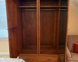 R5 - $1,250 Each. (2 Available!) English Wardrobe from "The Royal Oak Furniture Company" in England. Online listed as Balmoral Two Door Ladies Wardrobe in Oak.Shelf and clothes bar are adjustable. *Excellent Condition*. Measures 46" wide x 24" deep x 76" tall. Located on the 2nd story. We do have the directions to take this apart to move in pieces. If you're interested send your offers early so we're not taking apart at the last minute!