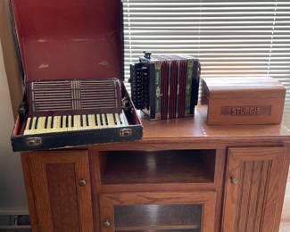 These accordions were played by their great grandpa at the dance hall on Klinger Lake 