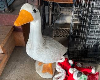 Cement goose and clothes