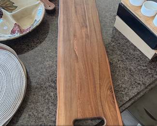 Live Edge Acacia Wood Cutting Board with Handles