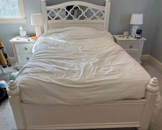 White Twin Bed Frame with Decorative Headboard