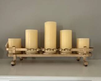 Gold Tone Candle Candelabra with Twisted Metal Accent