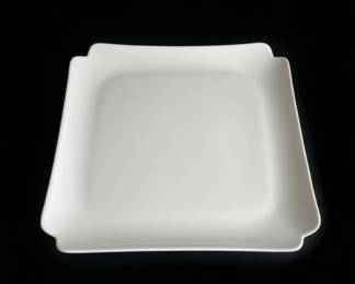 White Square Serving Platter with Scalloped Corners