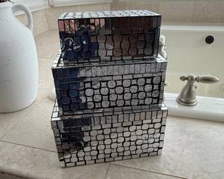 Set of Mirrored Mosaic Decorative Boxes