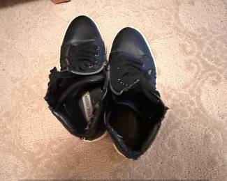 Steve Madden Black Leather HighTop Sneakers with Zippers