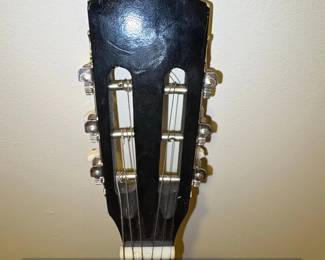 Black Classical Acoustic Guitar with Decorative Inlay second image