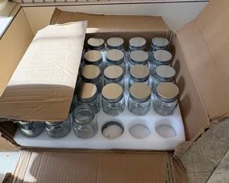 Set of Clear Glass Spice Jars with Silver Metal Lids