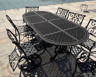 Hanamint Tuscany Collection Cast Aluminum Oval Dining Set with Chairs