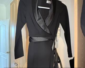 Eliza J Black Tuxedo Shawl Collar Wrap Dress