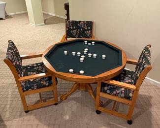 Octagonal Bumper Pool Table with Chairs