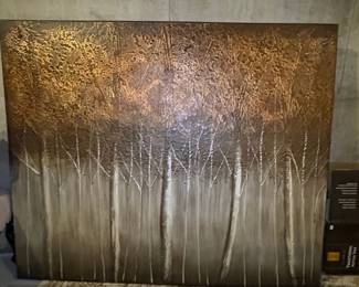 Pier Textured Birch Tree Metallic Wall Art