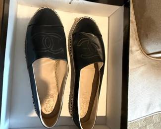 Chanel Black Lambskin CC Espadrilles