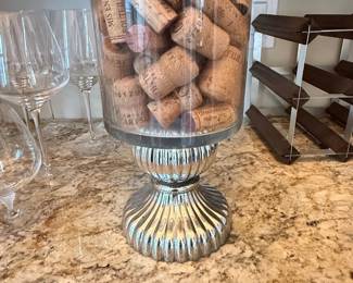 Glass Urn Pedestal with Wine Corks second image
