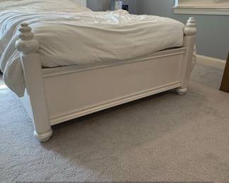 White Twin Bed Frame with Decorative Headboard third image