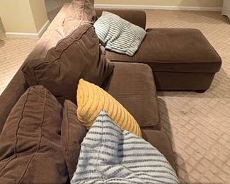 Brown Fabric Sectional Sofa with Chaise and Ottoman third image
