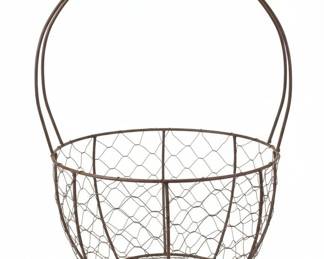 Vintage Wire Farmhouse Basket with Wooden Handle