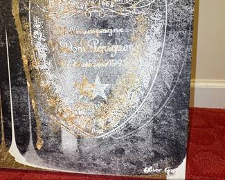 Dom Prignon Champagne Bottles with Gold Splatter Canvas Print by Oliver Go second image