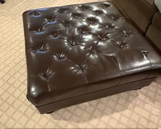 Tufted Faux Leather Storage Ottoman with Nailhead Trim