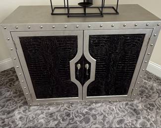Black Faux Crocodile Industrial Style Cabinet